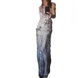Elegant Rose Gold Sequin Evening Gown